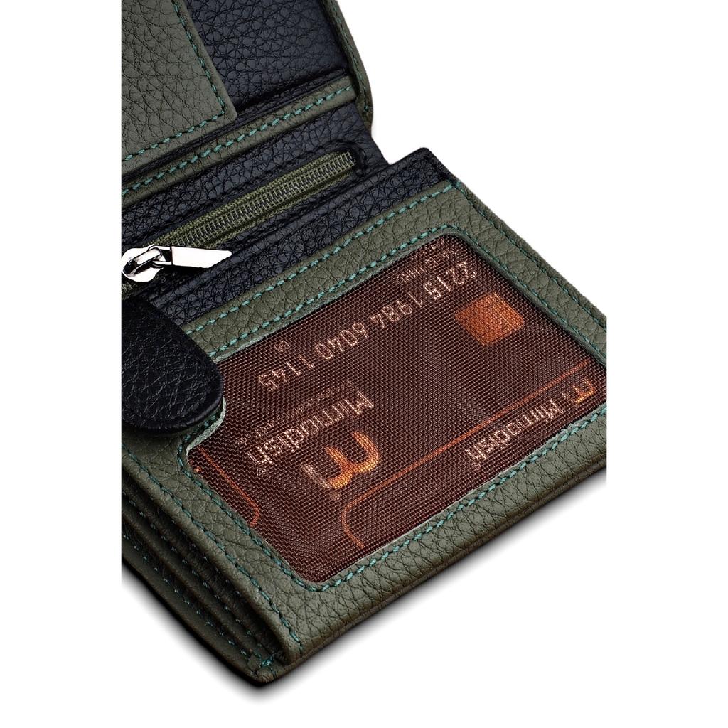 Роскошный мужской кошелек цвета хаки Camel с монетными глазами