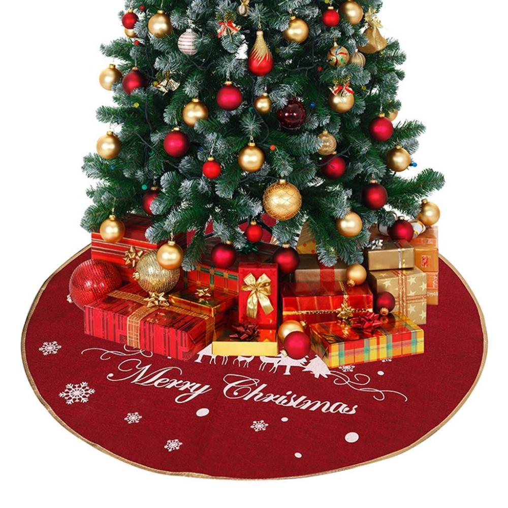 New Year Cloth/Linen Xmas Layout Floor Mat Cover Xmas Decor Christmas Carpet Xmas Tree Skirt