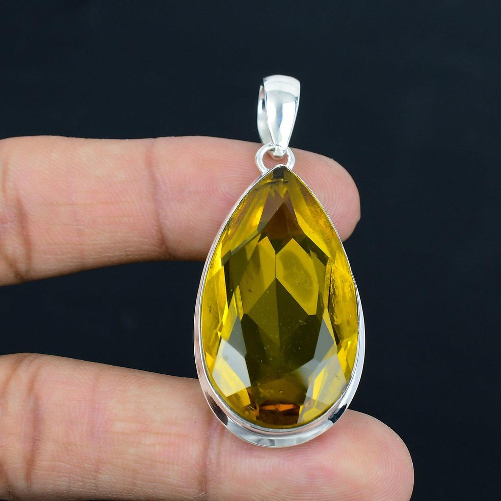Подвеска из натурального граненого цитрина, серебро 925 пробы, ювелирные изделия-подвески, серебряные подвески ручной работы для подарка, пасхальный подарок