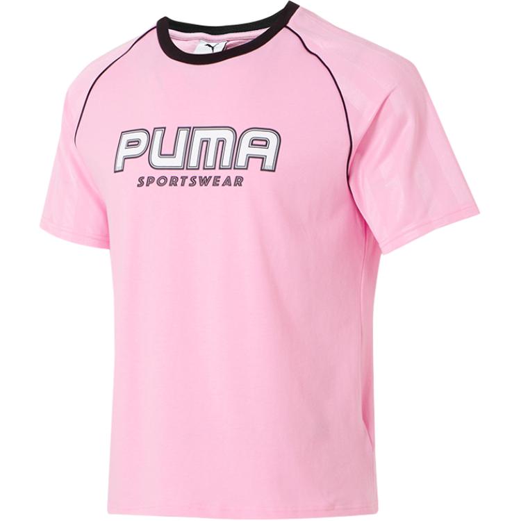 Puma Серия Sports Lifestyle Ss25 Буква Дышащая Футболка с Круглым Вырезом и Рукавами Реглан Мужские Топы Розовый 631723-90