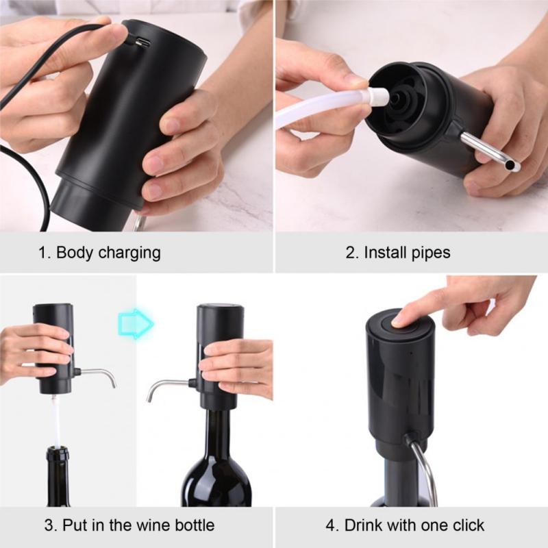 Instant Wine Aerator Rechargeable Electric Wine Aerator Dispenser Durable Decanter Usb Rechargeable Wine Pourer for Home Party