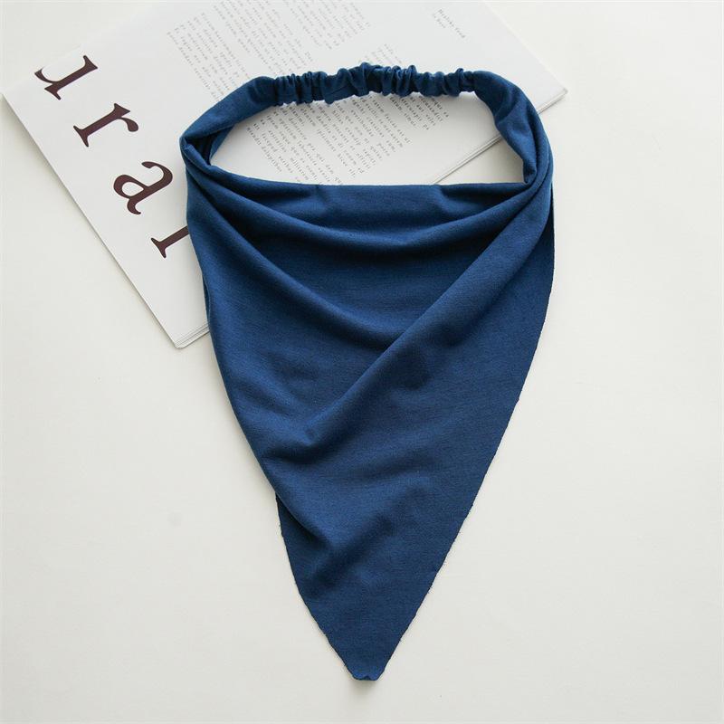 Woman Long Solid Summer Head Scarf Cotton Triangle Bandanas Lady Fashion Elastic Hairband Girls Large Bohemian Hair Accessories