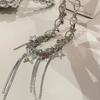Electroplating Fashion Inlaid Rhinestone Necklace Alloy Charm Necklace Y2k Style Tassels Necklace