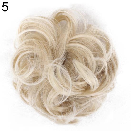 Women Hair Bun Extension Wavy Curly Messy Donut Chignons Wig Hairpiece
