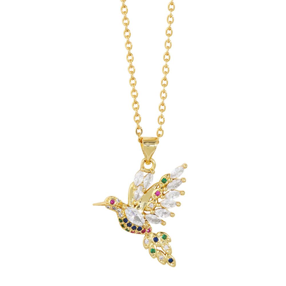 High End Cubic Zirconia Hummingbird Necklace for Women Trendy Korean Style Light Luxury Anti-Allergy Jewelry Accessory