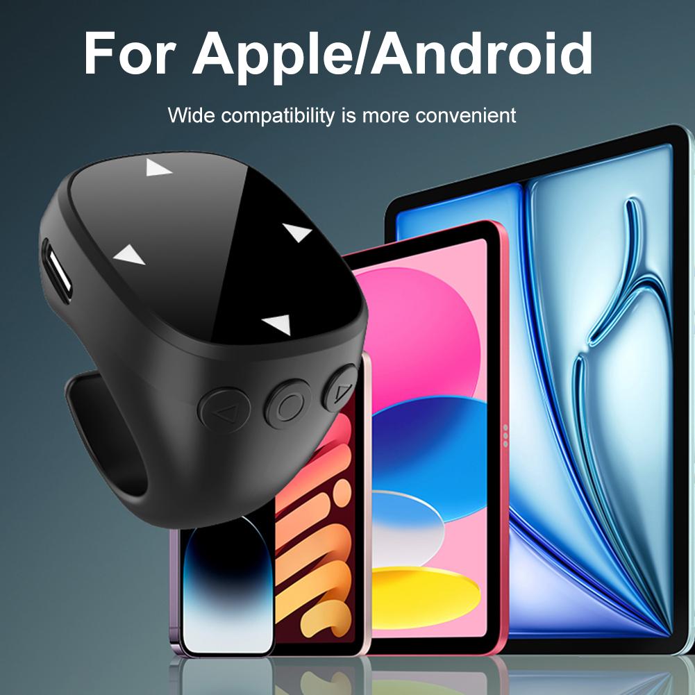 Сенсорный экран Беспроводной Bluetooth Пульт дистанционного управления Кольцо для прокрутки Перелистыватель страниц мобильного телефона Контроллер для селфи-видео для TikTok iPhone