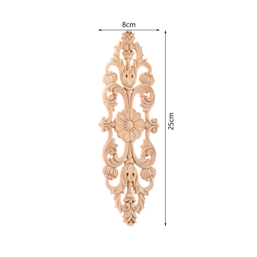 1PC 25/28/32/38cm Decorative Wood Appliques Unpainted Oak Carved Wave Flower Onlay Decal Corner Home Furniture Door Decor Crafts