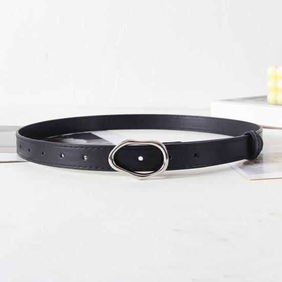 Женский ремень из искусственной кожи, универсальный дизайн однотонного цвета, нерегулярная овальная пряжка-пин, пояс для талии, ремень для талии для платья, рубашки, топа