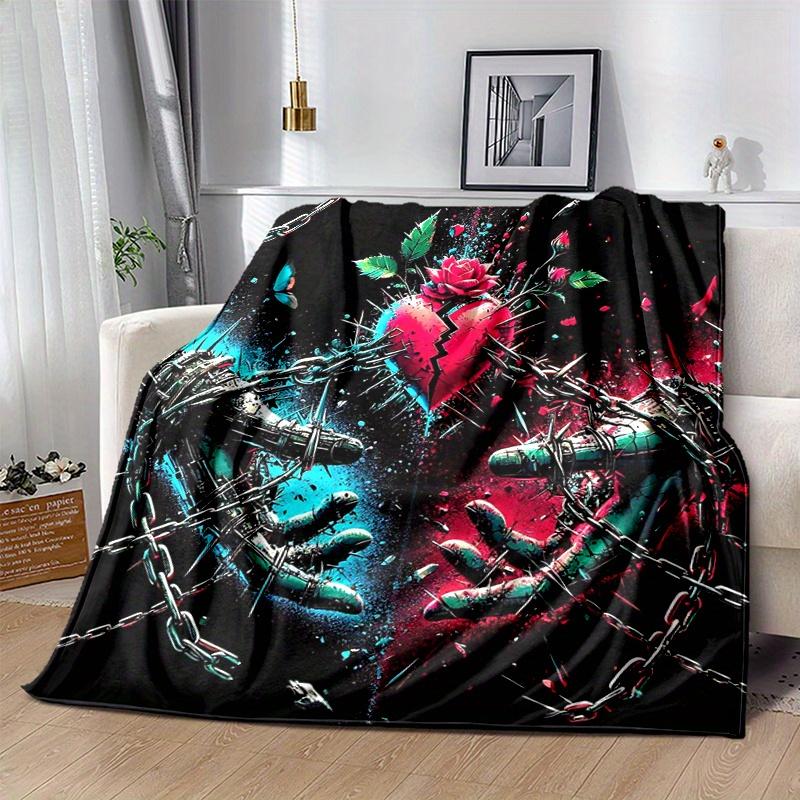 1pc Broken Heart in Chains Blanket Seasonal Universal Home Decorative for Room, Gift Idea, Living Room, Travel, Camping