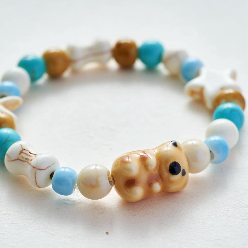 Керамические украшения Милый браслет с медведем Женский браслет Одинарная петля Подарок