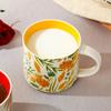 450ML Handmade Flower and Bird Pattern Design Ceramic Mug Coffee Cup Milk  Mug Home Office Breakfast Oatmeal Cup Ceramic Tea Mug
