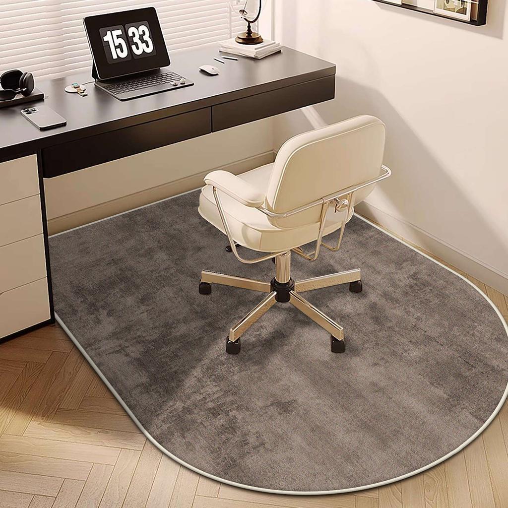 Modern Grey Elliptic Chair Mats Easy Clean Large Area Living Room Carpet Non-slip Bedroom Decoration Cloakroom Rugs Customizable
