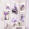 Purple Flower House Vintage Tram Camera Lavender Wall Art Canvas Painting Living Room Decor Posters And Prints Wall Pictures