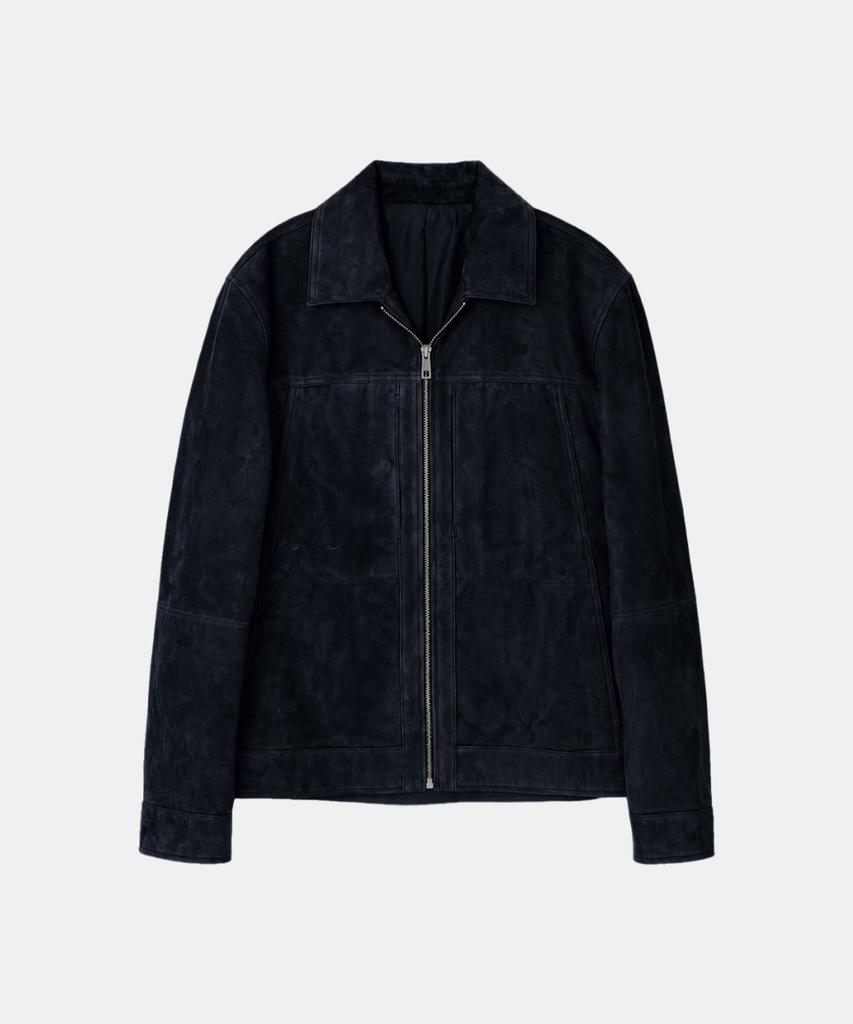 IKALOOK Suede Stand Collar Lambskin Jacket Dd1Fmlj117