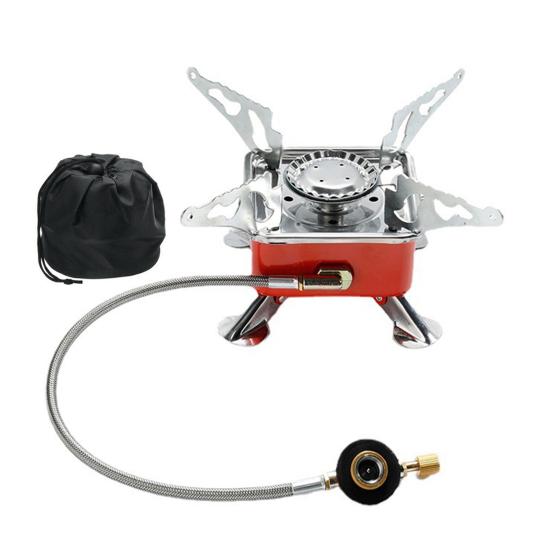 Outdoor Camping Stove with Carrying Bag 2800W Portable Foldable Hiking Picnic Camp Stove Electronic Ignition Cooking Burner Square Round Gas Stove