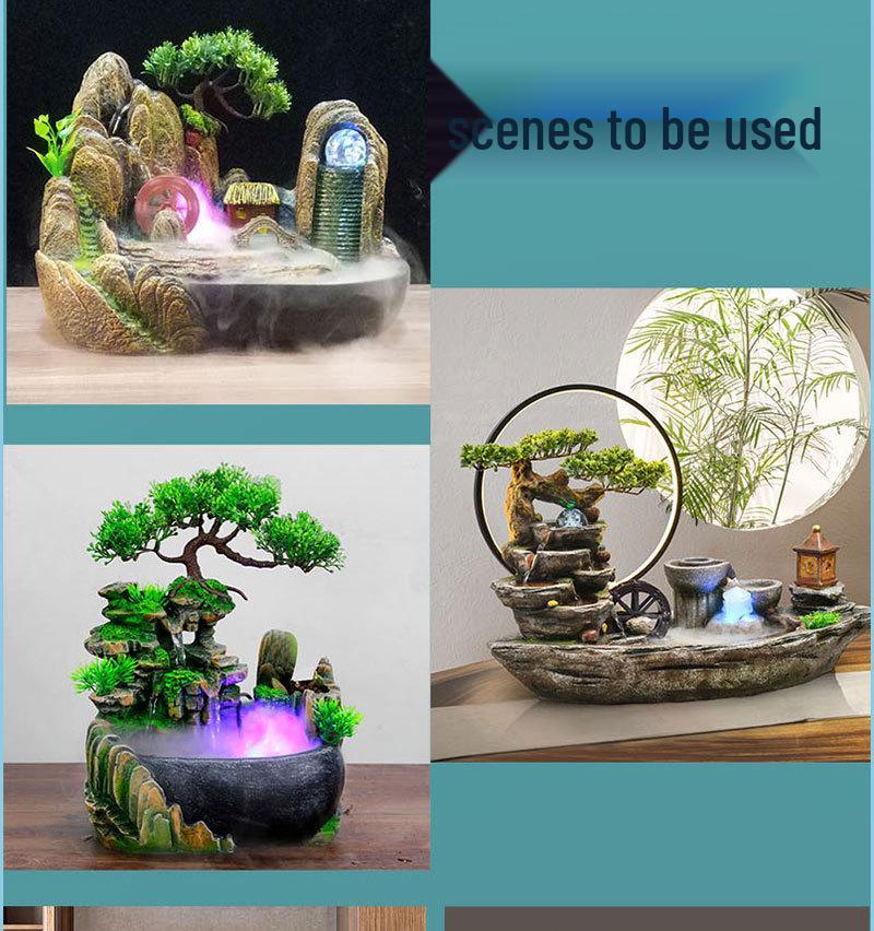 5V USB Ultrasonic Rockery Bonsai Humidifier with 4 Lights and 20mm Large Mist Atomizer.