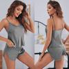 Women's Summer 2 Piece Loungewear Set Solid Satin Homewear Cami Top Shorts Pajama Set Thin Sexy Sleepwear