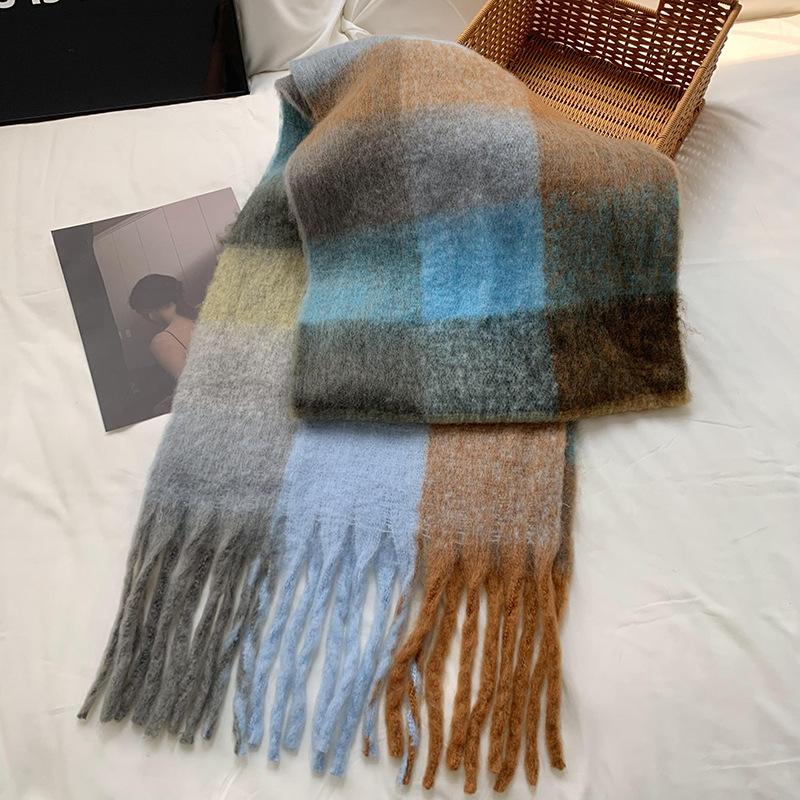 Knitted Scarf Thickened Warm Scarf Women's Winter High-end Warm Scarf Scarf Shawl