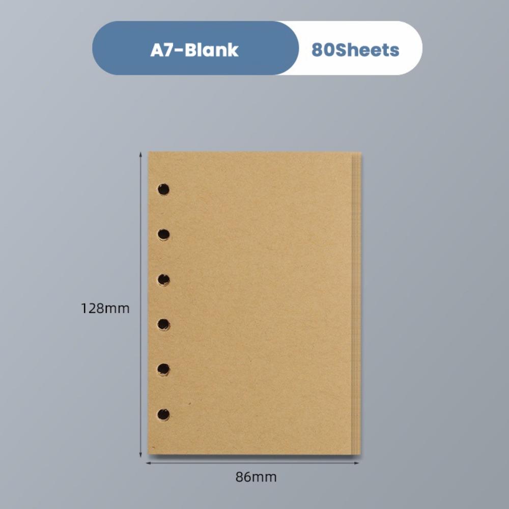 80Sheets A5/A6/A7 Notebook Refill Paper Kraft Paper 6-hole Binder Inner Page Students