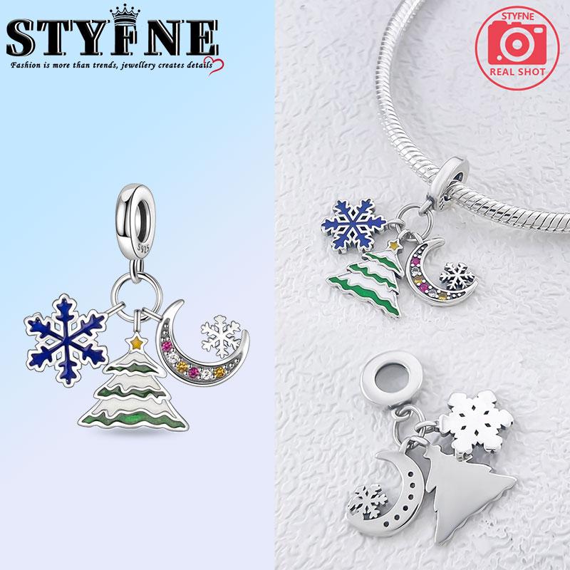 Медь Рождественский Снеговик Дом Елка Колокольчики Шармы Бусины Подвеска Для Оригинального Браслета Женская Девичья Ювелирные Изделия