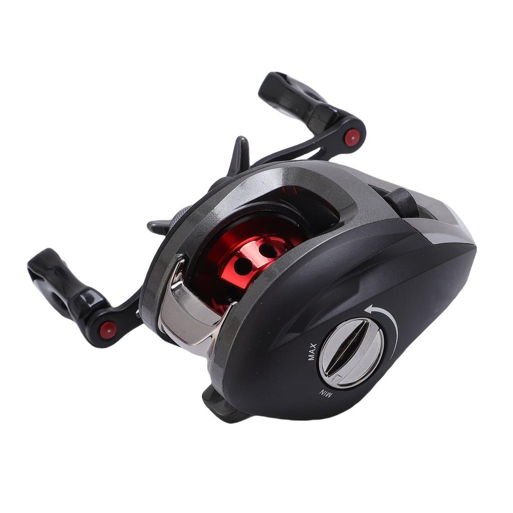 Left Handed Baitcast Reel 17.6lb Double Line Cup 6.3:1 Gear Ratio Magnetic Double Braking Fishing Reel with Drag Alert