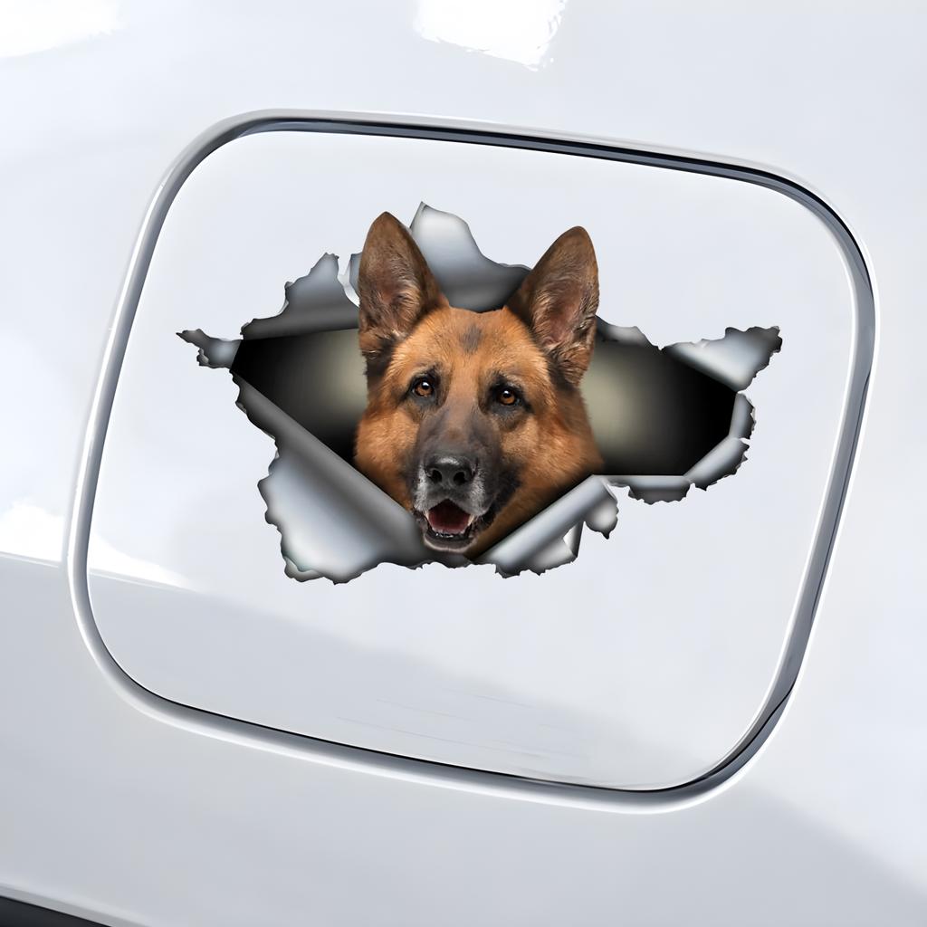 Наклейки на автомобиль для немецкой овчарки, скрытые в отверстиях, водонепроницаемые наклейки неправильной формы для украшения автомобиля