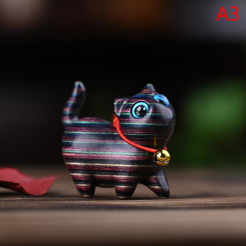 Радужные Деревянные Резные Скульптуры Кошек Кошачьи Украшения Милые Цветные Деревянные Кошки Настольные Офисные Аксессуары Домашний Декор Подарки Сувениры