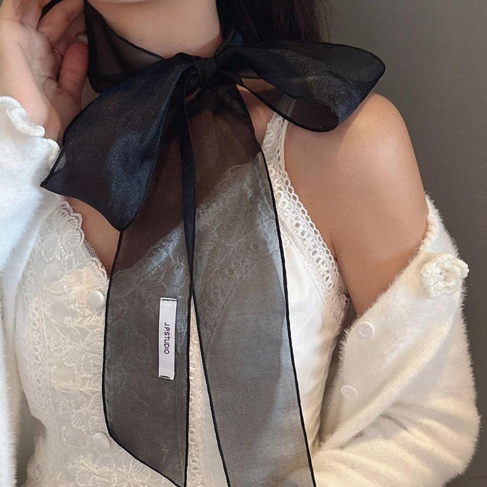 Silk Material Silk Scarf Thin Long Narrow Scarf Fashion Decorative Scarf  Women
