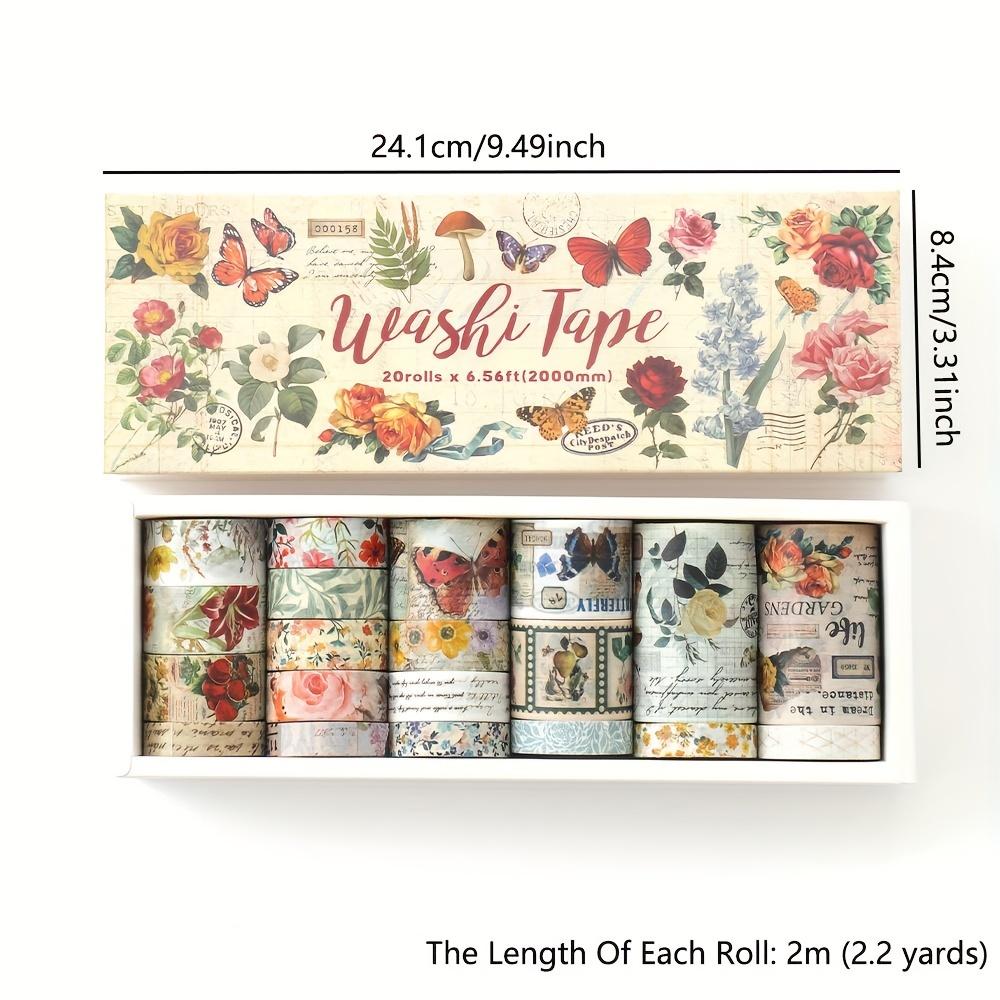 20 Rolls Vintage Washi Tape Set Butterfly Flower Plant Masking Tape 3 Rolls Bronzing Tape Scrapbooking Supplies