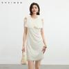 Qianwen Lace Patchwork Off-Shoulder Dress