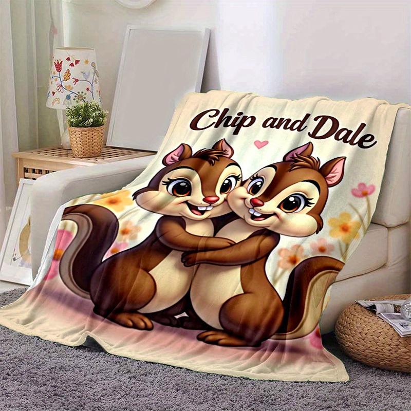 1pc, Chip and Dale Cartoon Blanket, Seasonal Universal Home Decoration Blanket, Throw, for Decorating Your Own Sofa and Living Room, Super S
