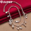925 Sterling Silver AAA Zircon Key Lock Stars Necklace Jewelry