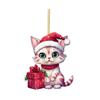 Whimsical Cartoon Style Christmas Cat Hanging Decoration For Cars In Colorful Acrylic Design