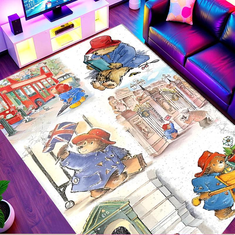 Paddington Bear Print Rug, Washable Floor Carpet, For Entryway Dorm Laundry Room Office Study, Home Decor Birthday Christmas Gift