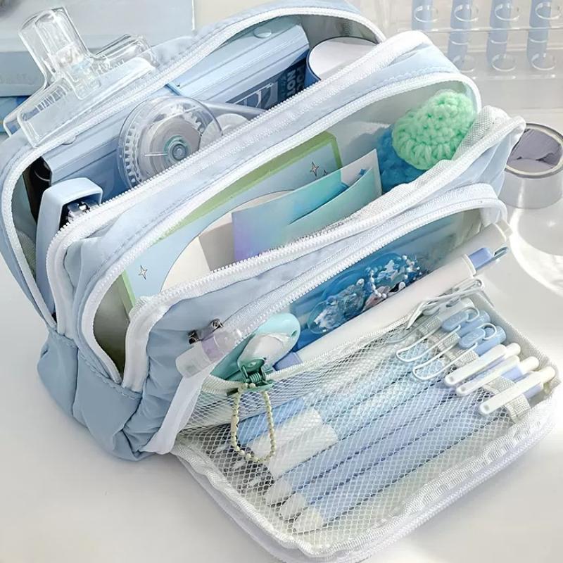 Розовая большая вместительная сумка-карандаш для девочек, эстетические школьные чехлы для девочек, корейская сумка-держатель для канцелярских принадлежностей, чехол для ручек, школьные принадлежности для студентов