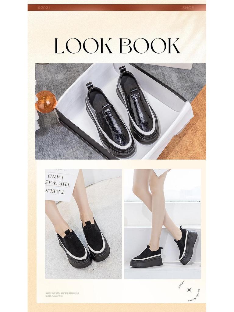 Женские туфли-слипоны на толстой подошве на британской платформе весна/осень 2024 г.