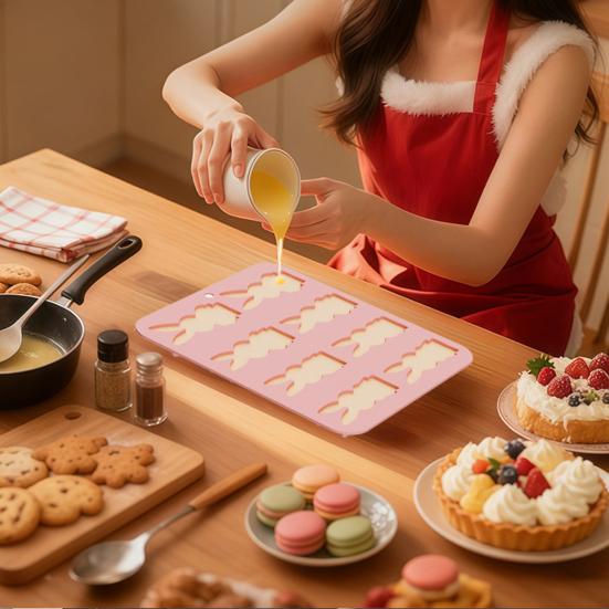 Силиконовая форма для Пасхи 8 ячеек 3D форма кролика Неприлипающая Гибкая форма Шоколад Конфеты Пудинг Мыло Глина Инструмент для выпечки и декорирования