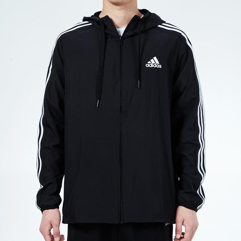 adidas Мужская ветровка с капюшоном 3-Stripes Wb Черная GV5256