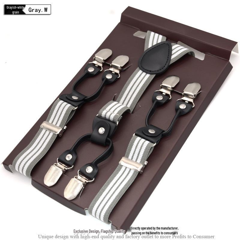 Unisex 2.5cm Six-Clip Elastic Business Suspenders