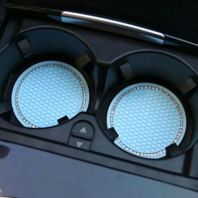 Car 2Pcs Black  Auto Cup Holder Anti Slip Insert Coasters Pads Interior Accessories Universal Fits Perfectly For Most Cups