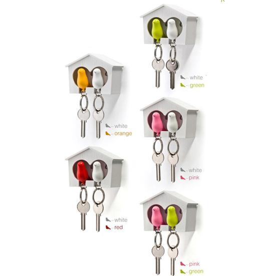 Милый набор брелоков в виде птички с держателем для скворечника в форме сердца - красный и белый