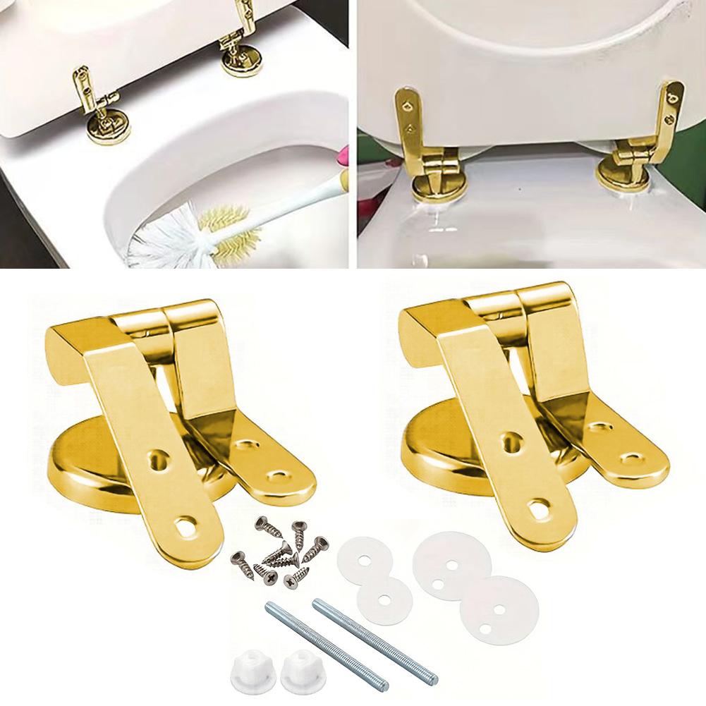 Gold Replacement Hinges Gold Toilet Hinges For Toilet Maintenance Nylon Washers Secure Fitting Corrosion-Resistant Nuts
