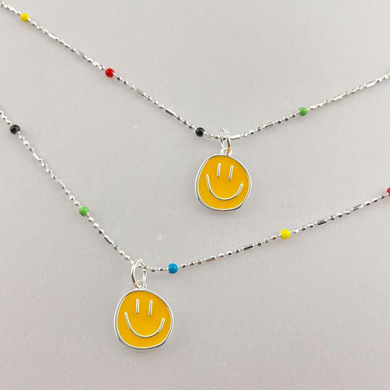 Капающая масляная улыбка, разноцветные бусины, ожерелье из конфет, женская цепочка на ключицу, цепочка на шею, креативный дизайн небольшого размера