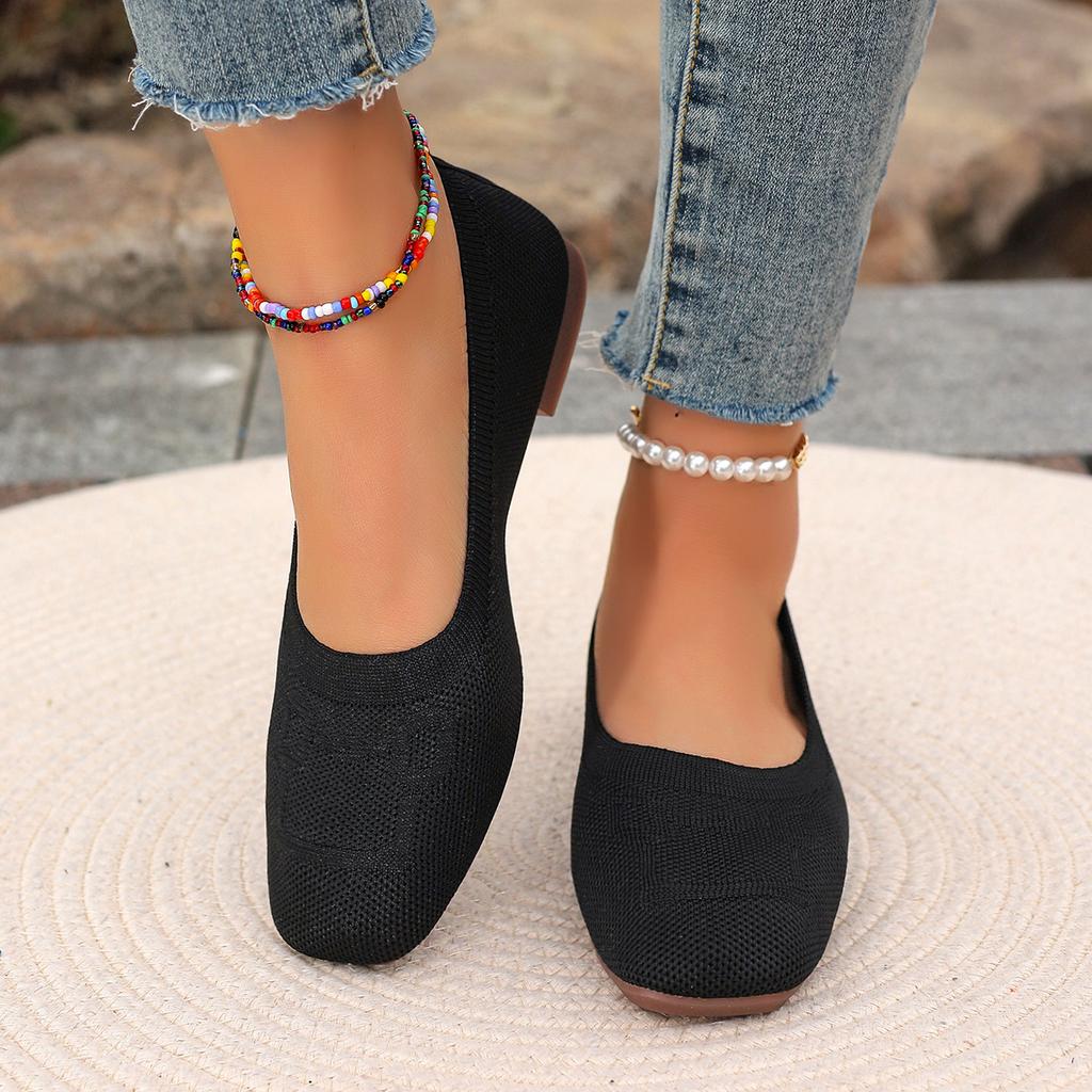 Большой размер 43 Женские балетки Вязаные дышащие кроссовки Женские балетки на мягкой подошве Повседневные слипоны Туфли-лодочки для женщин