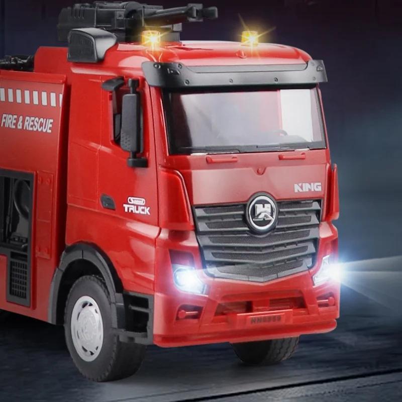 Huina 1362 1/18 Rc Fire Truck 9Ch Alloy Led Lights Remote Control Van Fire Engine Water Spray Kids Toys For Boys Birthday Gifts