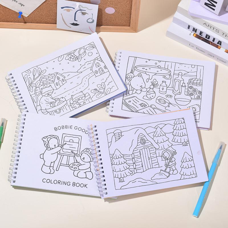 Креативная интересная раскраска для детей, милая тема животных, книга для граффити, раскраска Bobbie Goods