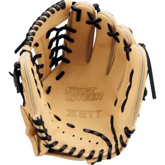 ZETT Youth Soft Steer Baseball Glove Pastel L BJGB74540F (All-Around) B/Black (3219) Size