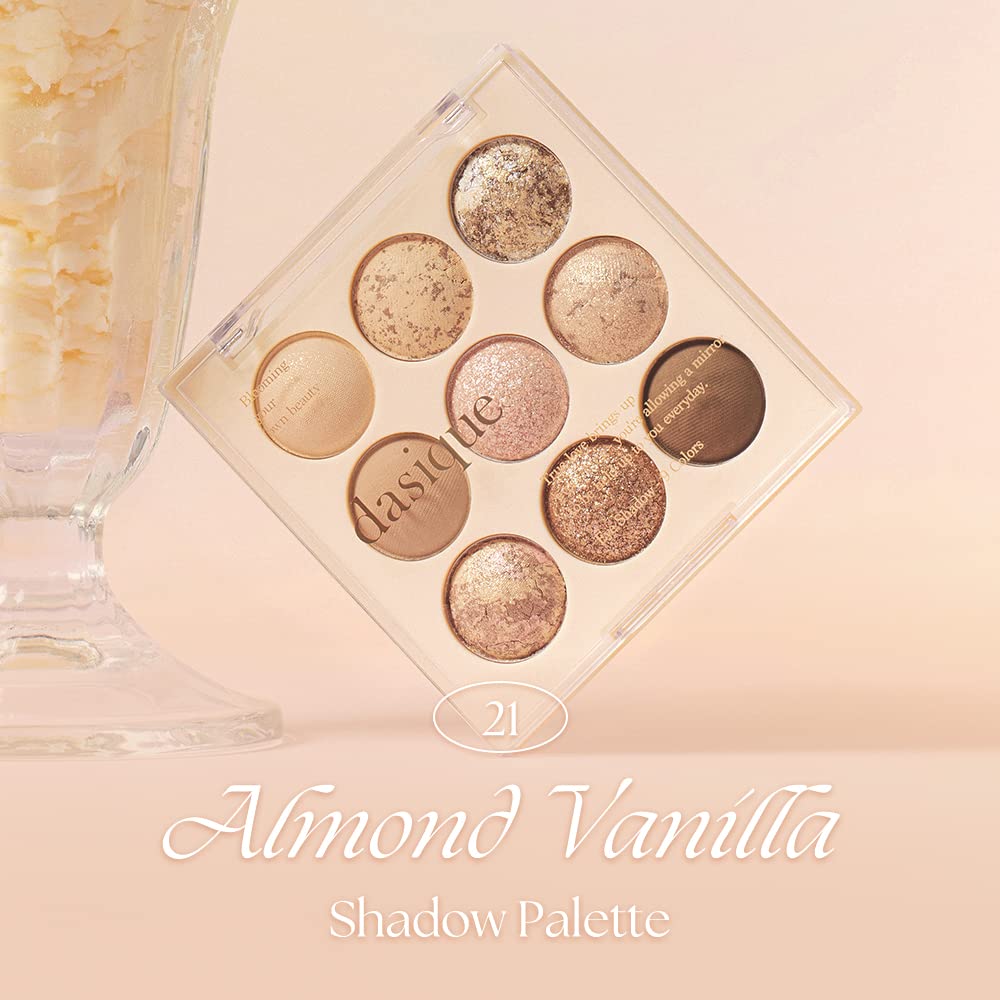 Палитра теней для век Dasique Dasique Almond Vanilla Eyeshadow Bag "Official" #21 9-цветная палитра/Тени для век/Tear Maker/Тени для век
