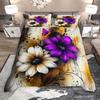 Homewish Vintage Floral Duvet Cover Set for Girls 2pcs/3pcs, Retro Tropical Flower Bedding, Oil Painting Blossoms Bed Set