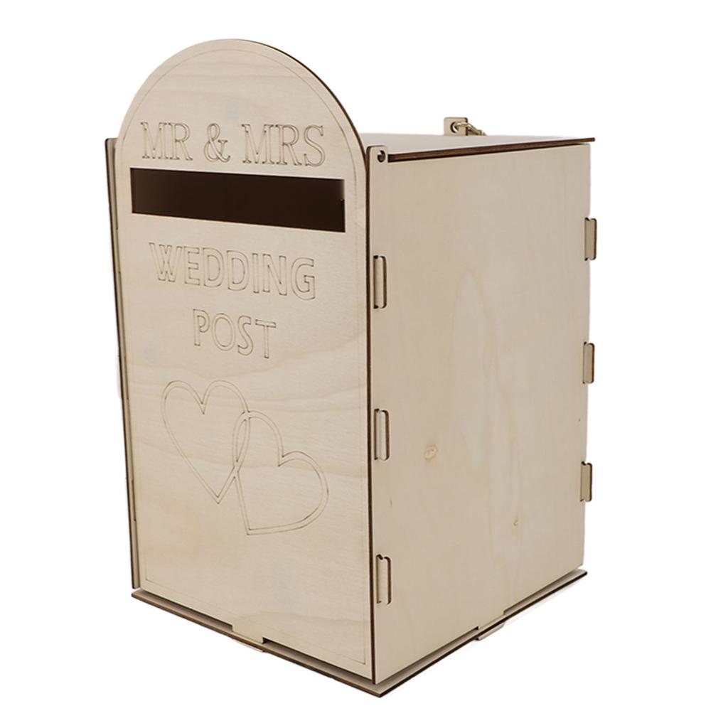 Деревянный свадебный почтовый ящик с замком-ключом из фанеры ручной работы, изысканный винтажный свадебный почтовый ящик для приема гостей